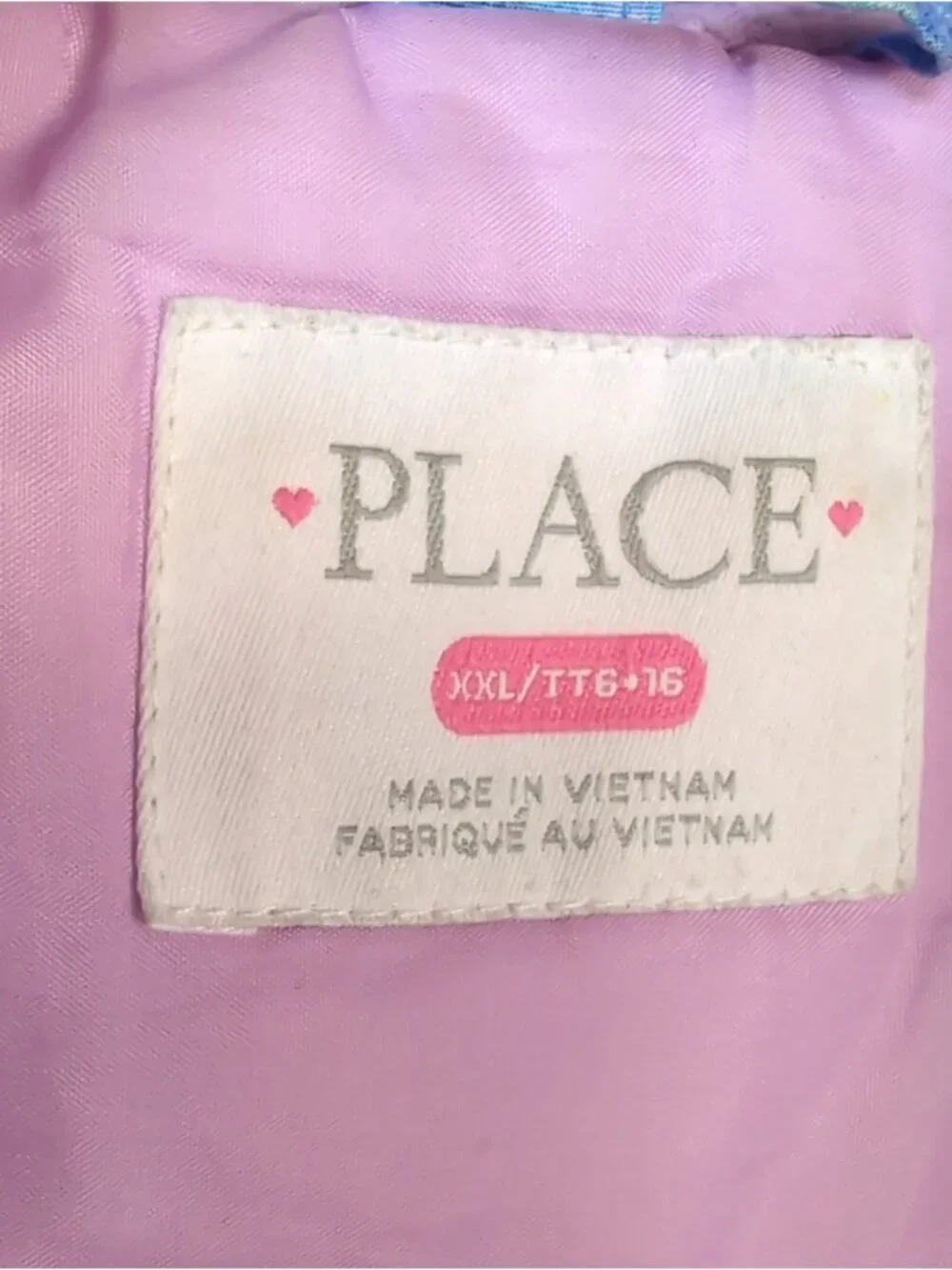 The Childrens Place Girls Winter Jacket Watercolor Swirl Blue Pink Purple XXL 16